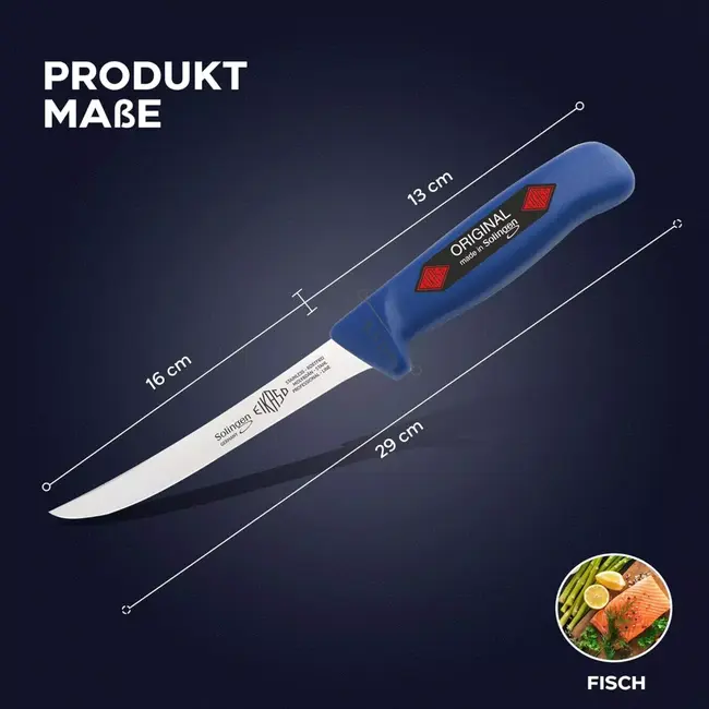 Eikaso Solingen 3-delige vismessenset – Flexibele lemmeten – Ergonomische handvatten – Blauw