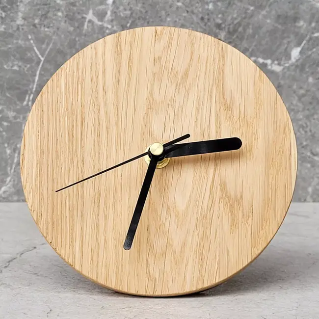 HOCHO Massief Eikenhouten Staande Klok – Ø150x15 mm – Minimalistisch Design