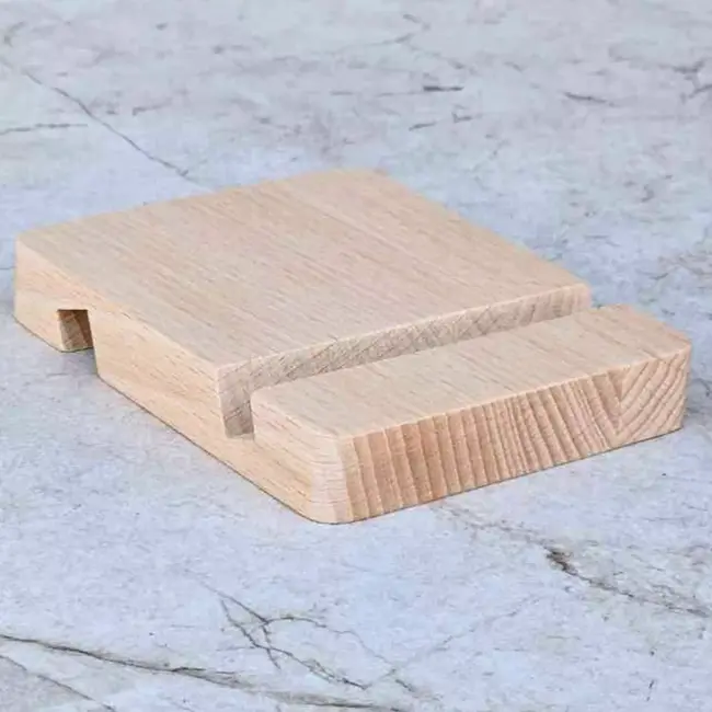 HOCHO Beukenhouten Telefoonstandaard 100x80x15 mm – Stijlvol en Personaliseerbaar