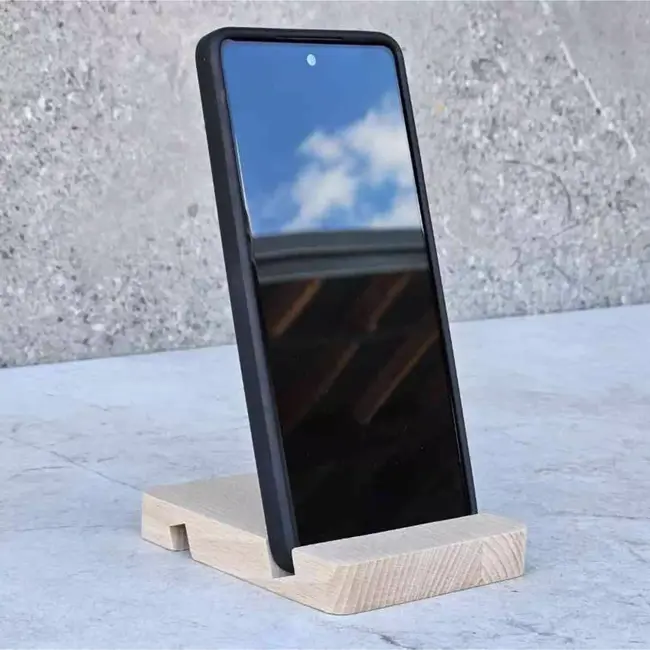 HOCHO Beukenhouten Telefoonstandaard 100x80x15 mm – Stijlvol en Personaliseerbaar