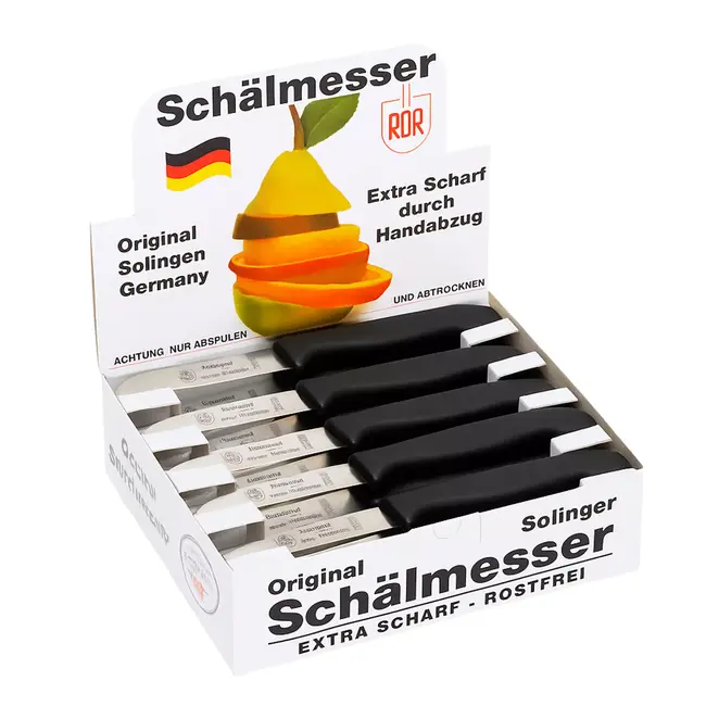 RÖR Solingen Schilmesje Recht – Kunststof Handvat – RVS Lemmet – 20 stuks in verkoopdisplay