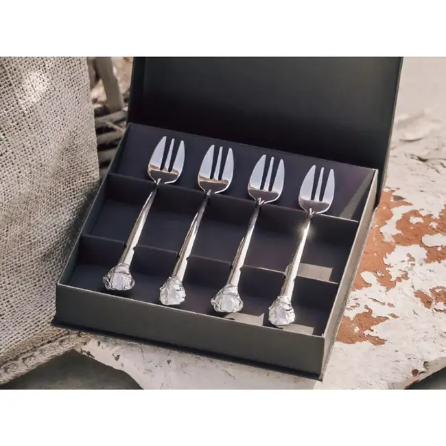 Anovi Luxe Oestervorkjes Set – Perfect voor Zeevruchten – 4 Stuks – Elegante Geschenkverpakking
