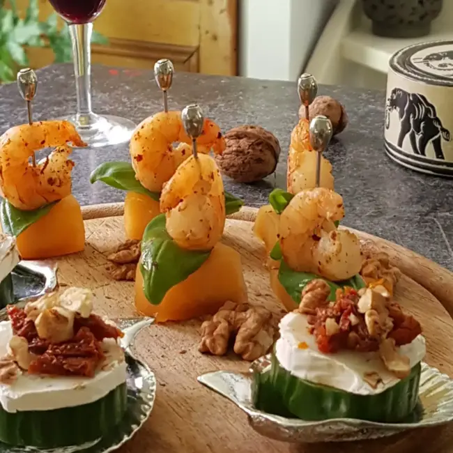 Anovi Tapasprikkers met Olijfmotief – Ambachtelijk Zilvertin – 4 Stuks