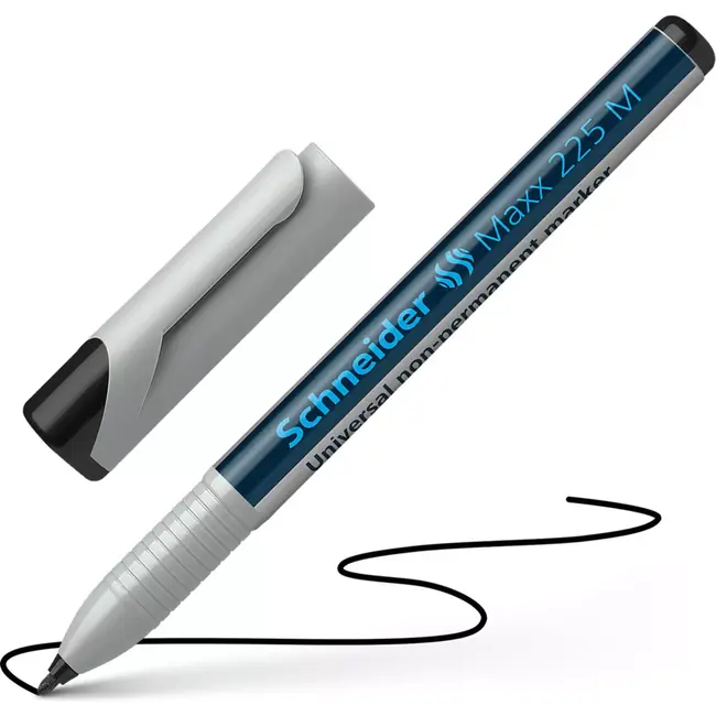 HENDI Non-permanente marker zwart 1,0 mm voor plastic, glas en metaal, 2 stuks