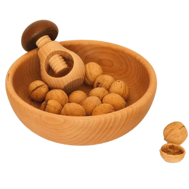 Glowel Massief beukenhouten schaaltje 18 cm als opvangschaal voor noten en schalen