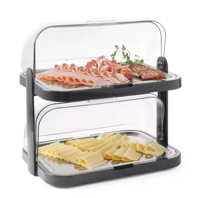 HENDI Dubbele koeldisplay met rolltop donkergrijs 440 x 320 x 440 mm