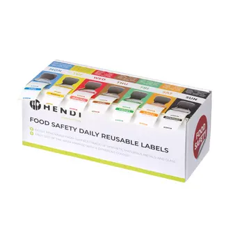 HENDI Voedselveiligheidsstickers met dispenser 240 x 80 x 100 mm - Spaans, Portugees en Engels