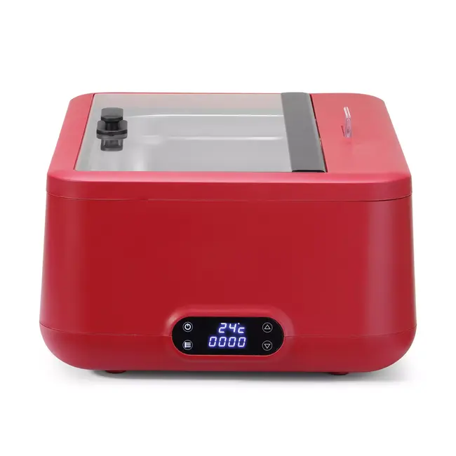 HENDI Stijlvolle chafing dish – rood – digitaal bedieningspaneel – gehard glazen deksel – 607x402x245 mm