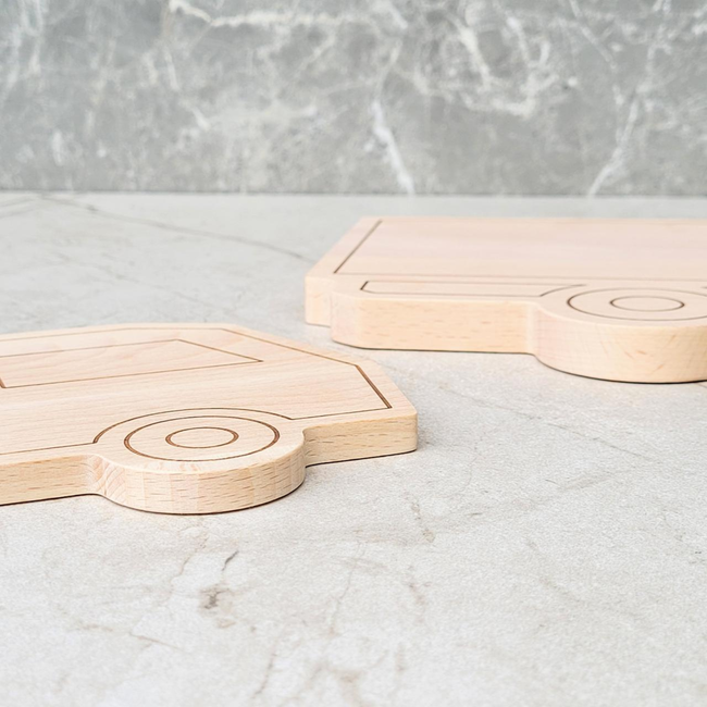 HOCHO Truck Houten snijplank in vrachtwagenvorm 395 x 180 x 15 mm, ruw beukenhout, ideaal om te personaliseren
