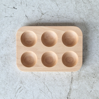 HOCHO Noire eierhouder van beukenhout voor 6 eieren, 145 x 100 x 20 mm, hard wax, ideaal voor paasdecoratie en personalisatie