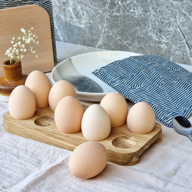 HOCHO Noire Houten eierhouder van eikenhout 235 x 100 x 20 mm, hard wax, voor 10 eieren, mooi voor Pasen en decoratie