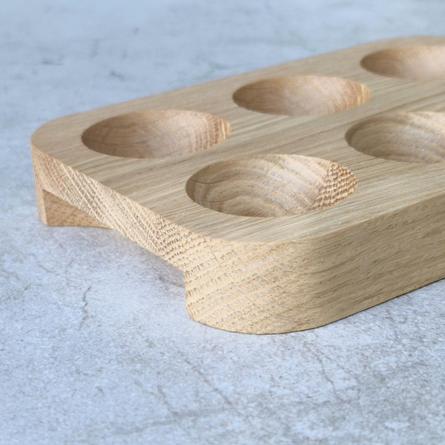 HOCHO Noire eierhouder van eikenhout 145 x 100 x 20 mm, hard wax, voor 6 eieren, mooi voor Pasen en decoratie