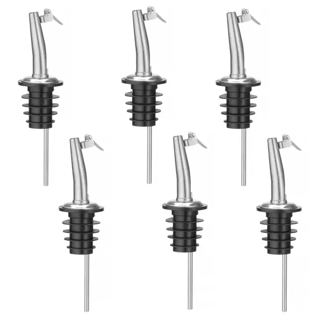 BarUp Langzame schenktuit met flip top – nauwkeurige dosering – roestvast staal – 6 stuks