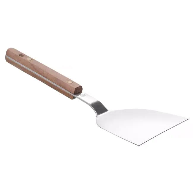 HENDI Teppanyaki spatel – roestvast staal – walnoothouten handgreep – 240x105 mm
