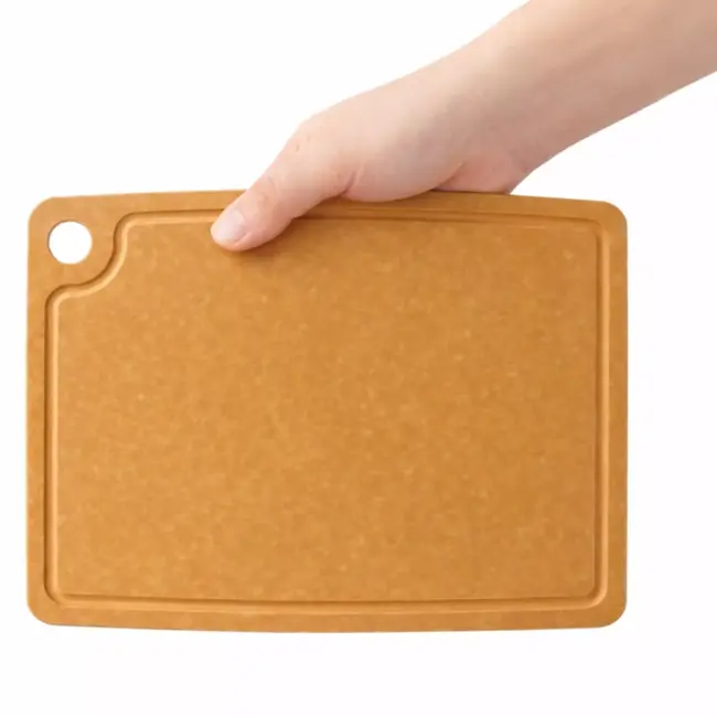 HENDI Duurzame houtvezel snijplank – anti-slip – groef voor vloeistof – 300x235 mm – bruin