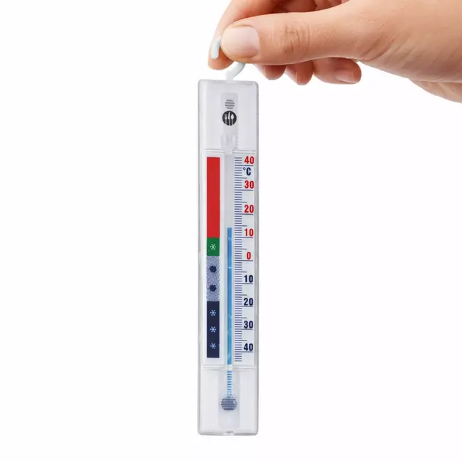 HENDI Koelkastthermometer – Breed meetbereik – Ophanghaak – 150x23x9 mm