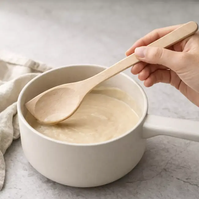 HOCHO Nexus beukenhouten lepel 295 x 60 x 7 mm, platte steel en hoornvormige kop, voor roeren, bakken, smeren en serveren