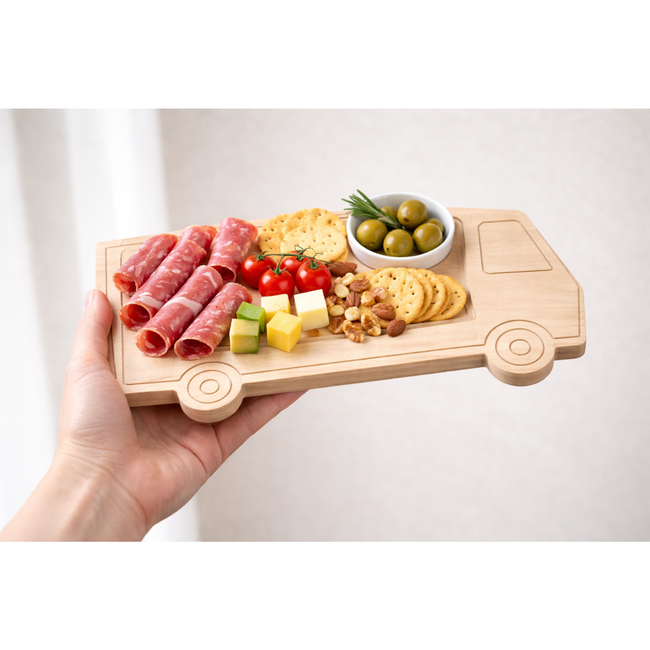 HOCHO Truck snijplank beukenhout 295 x 140 x 9 mm, onbehandeld en perfect voor gravure, origineel relatiegeschenk voor transportbedrijven