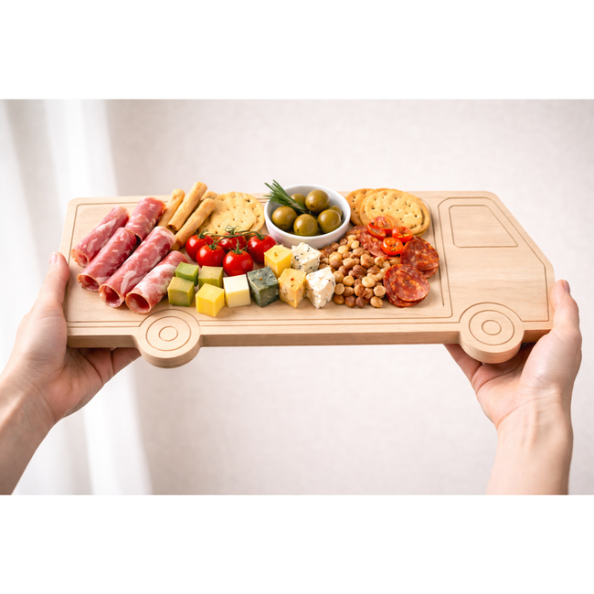 HOCHO Truck Houten snijplank in vrachtwagenvorm 395 x 180 x 15 mm, ruw beukenhout, ideaal om te personaliseren