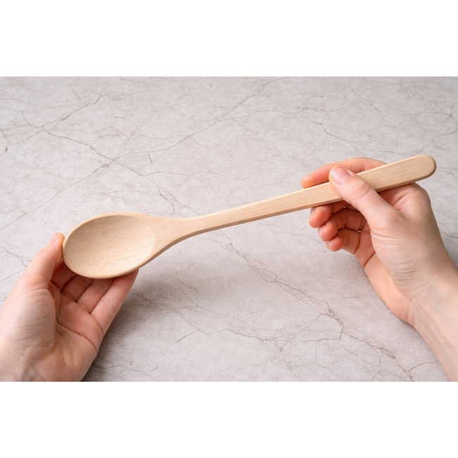 HOCHO Altum Beukenhouten lepel 295 x 60 x 7 mm met platte steel, voor roeren, omdraaien, smeren en serveren