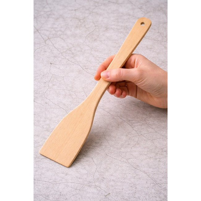HOCHO Atria beukenhouten spatel 300 x 55 x 5 mm, voor roeren, bakken, smeren en serveren zonder krassen op Teflon