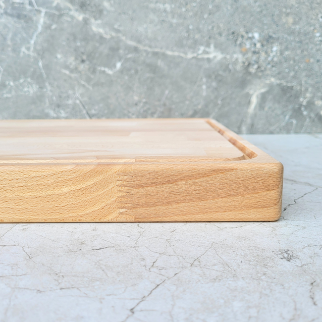 HOCHO Siren groot snijblok van beukenhout 520 x 380 x 40 mm, met sapgeul en handgrepen, afgewerkt met plantaardige olie