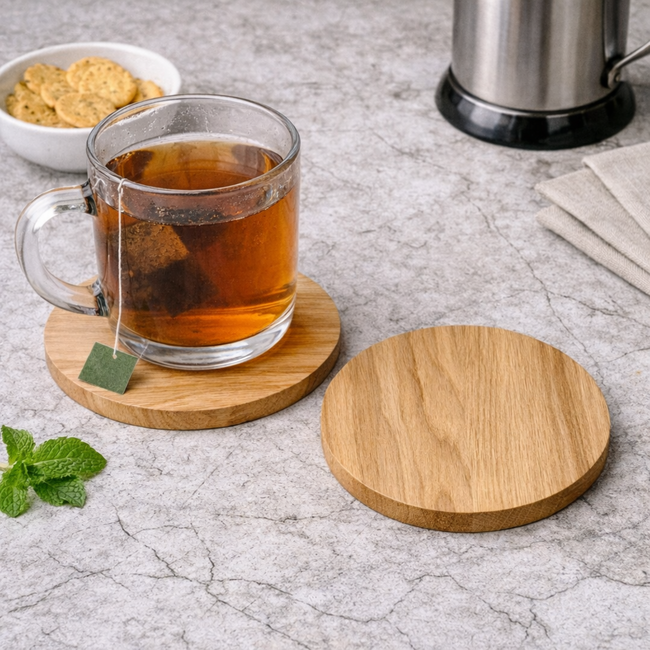 HOCHO Fenix Set van 3 eikenhouten pannonderzetters met hardwax. Bescherm tafel en aanrecht tegen hitte, ook leuk om te personaliseren