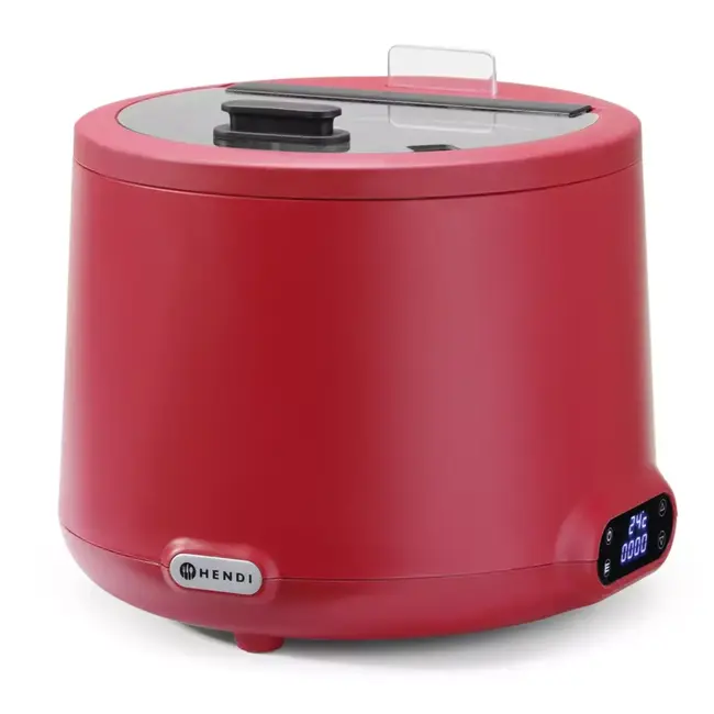 Hendi soepketel UNIQ rood - 8 liter met digitaal display en thermische beveiliging
