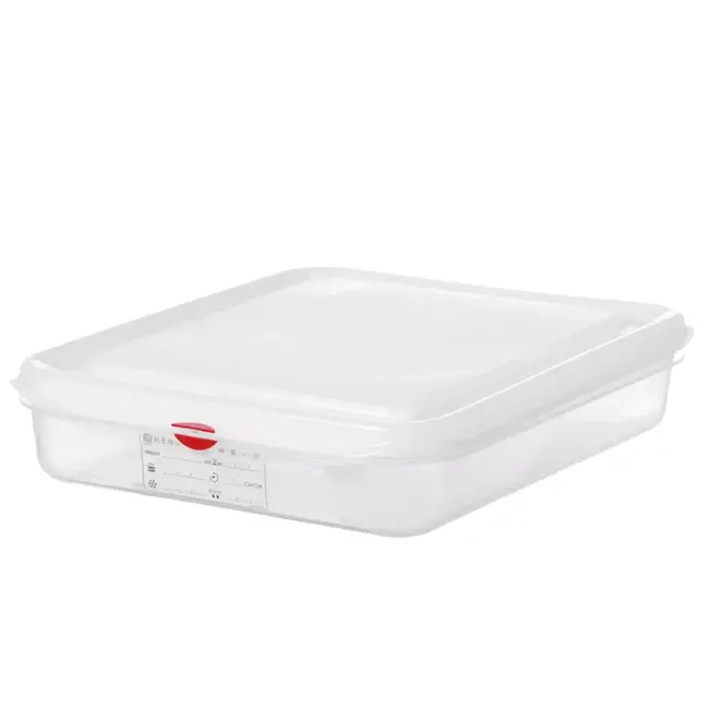 Hendi GN 1/2 container 4 liter transparant met deksel en HACCP kleurclips