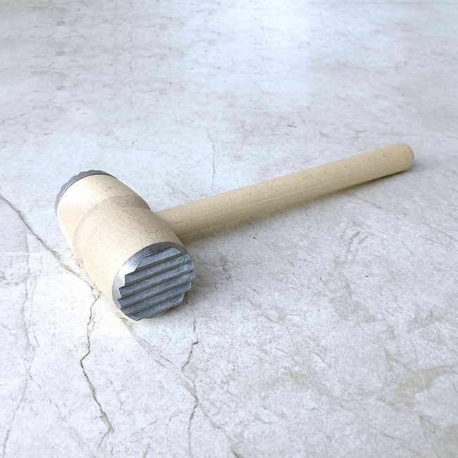 HOCHO Lykos Vleeshamer van beukenhout 300 x 105 x 55 mm, stevig en handig voor mals maken en platslaan