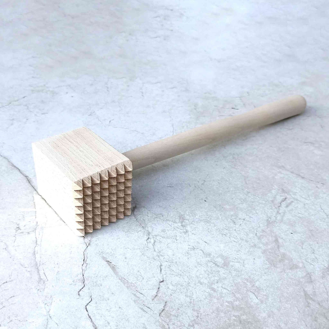 HOCHO Lykos Beukenhouten vleeshamer 305 mm, compact 85 x 50 mm kop, voor vlees platter en gelijkmatig maken