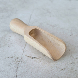 HOCHO Aster Houten schepje van beukenhout 60 mm, extra compact voor smalle potjes met zout, suiker of thee