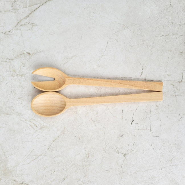 HOCHO Ebon Beukenhouten slalepel set 250 mm, naturel serveerlepels met lepel en lepel met uitsparing