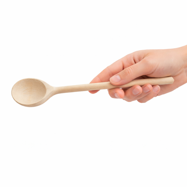 HOCHO Verre Lange beukenhouten lepel 280 x 35 x 7 mm, ronde kop, fijn als kooklepel en serveerlepel