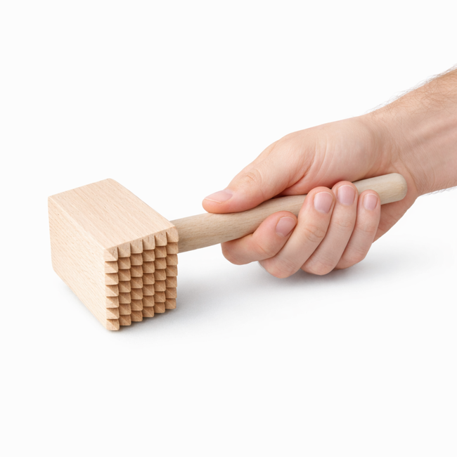 HOCHO Lykos Houten vleeshamer 290 mm, kop 85 x 45 mm, voor vlees platter en gelijkmatig maken