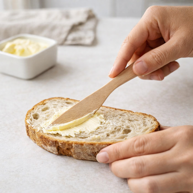 HOCHO Calyx Houten smeermesje van beukenhout 180 mm, slank botermesje voor ontbijt en borrel
