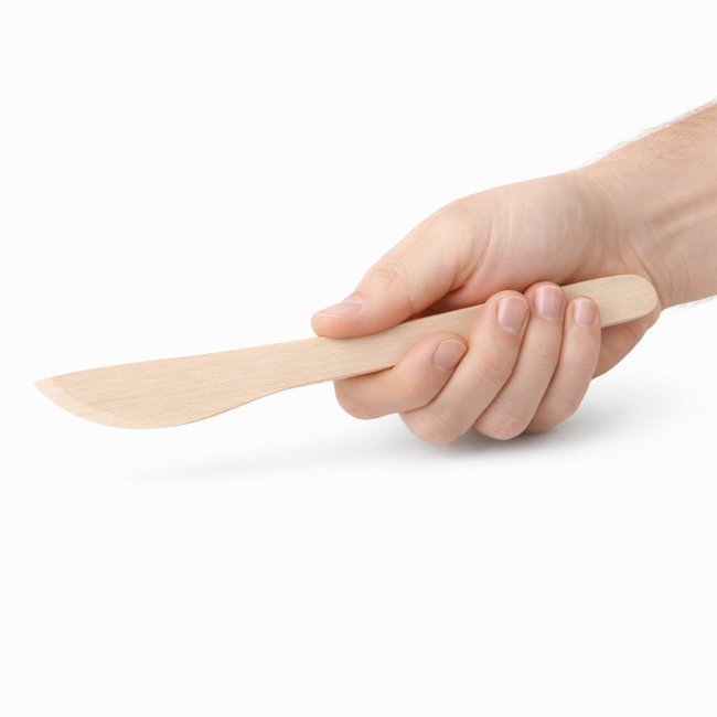 HOCHO Calyx Houten smeermesje van beukenhout 210 mm, brede smeerzijde, ideaal voor ontbijt en borrelplank