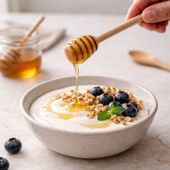 HOCHO Eclat Houten honinglepel van beukenhout 180 mm, ideaal voor thee, yoghurt en ontbijt