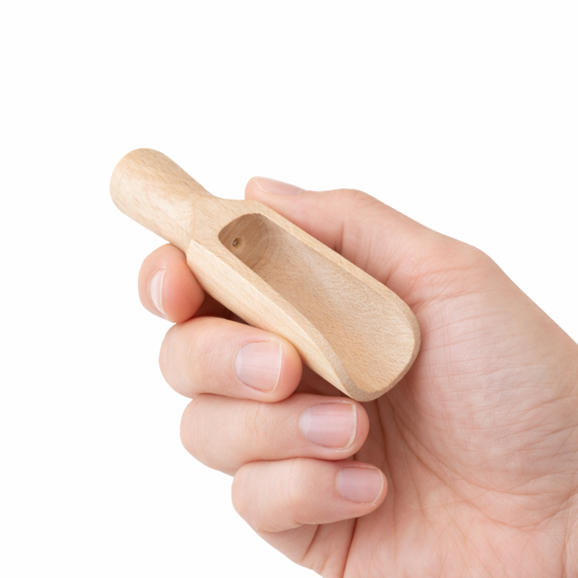 HOCHO Aster Houten schepje van beukenhout 90 mm, ideaal voor kleine voorraadpotten, suiker en losse thee