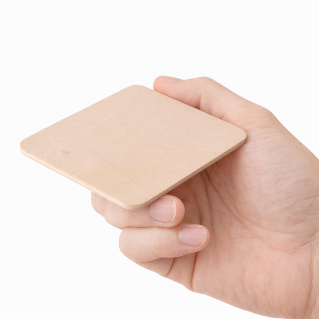 HOCHO Nacre Houten kaartje van berken multiplex 105 x 74 mm, 3 mm dik, met afgeronde hoeken