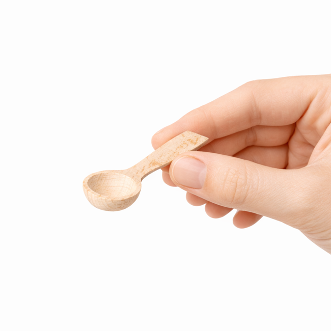 HOCHO Doria Houten doseerlepeltje van beukenhout 80 mm, compact en handig voor kleine voorraadpotten