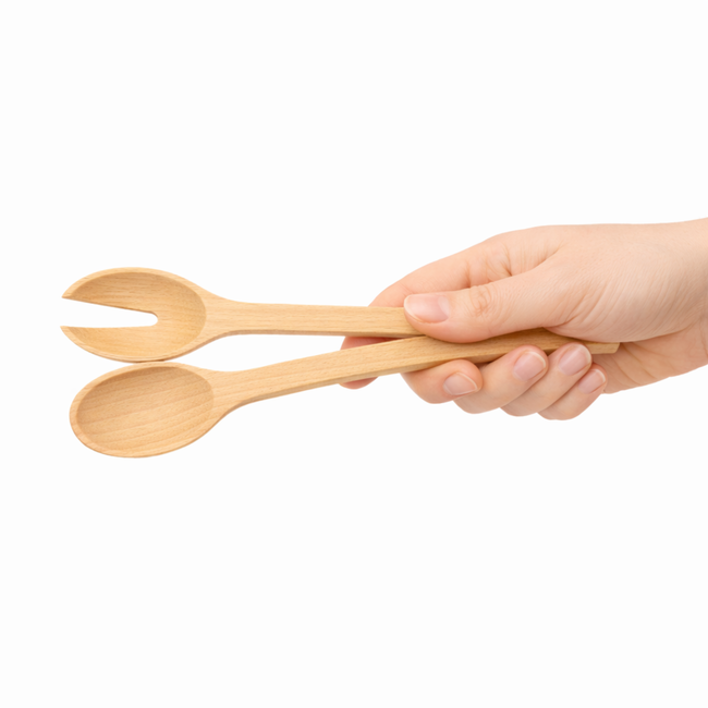 HOCHO Ebon Beukenhouten slalepel set 250 mm, naturel serveerlepels met lepel en lepel met uitsparing