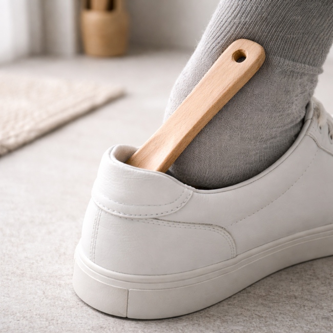 HOCHO Liora Schoenlepel hout 265 x 35 x 10 mm, naturel beukenhout voor snel en netjes schoenen aantrekken