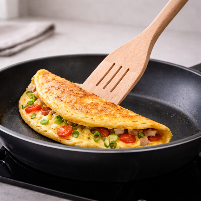 HOCHO Velin Brede houten spatel met gleuven 320 x 70 mm, platte kop voor keren, omscheppen en serveren in de keuken