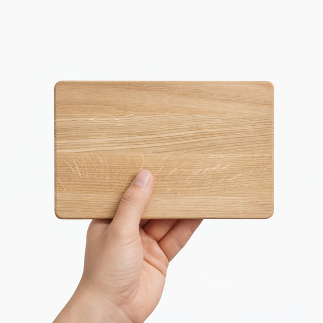 HOCHO Verto Ontbijtplank van eikenhout 240 x 150 x 9 mm, hard wax, voor snijden, serveren en personaliseren