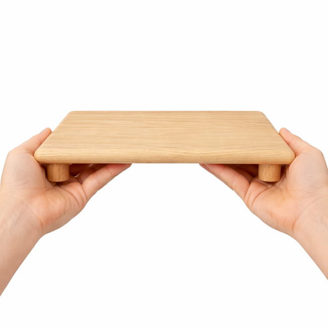 HOCHO Sable Serveerschaal van eikenhout met pootjes 250 x 180 x 35 mm, hard wax, ideaal voor sushi en food presentatie