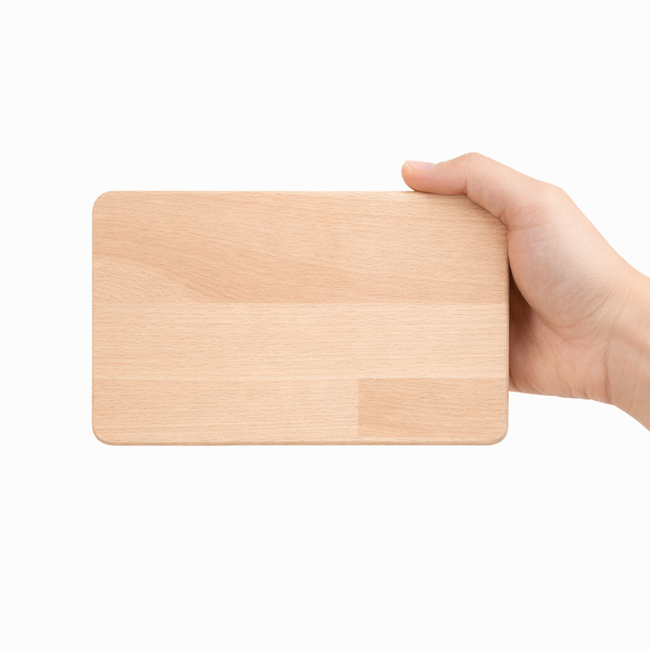 HOCHO Aurel beukenhouten ontbijtplank 220 x 140 x 10 mm, ruw onbehandeld, voor snijden, serveren en personaliseren