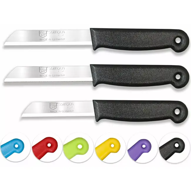 Solingen 3 delige keukenmessen set met 2 schilmessen en 1 tomatenmes 15 cm en 18 cm zwart