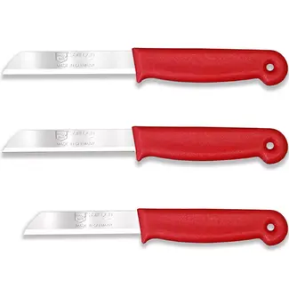 Solingen 3 delige keukenmessen set met 2 schilmessen en 1 tomatenmes 15 cm en 18 cm rood