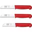 Solingen 3 delige keukenmessen set met 2 schilmessen en 1 tomatenmes 15 cm en 18 cm rood